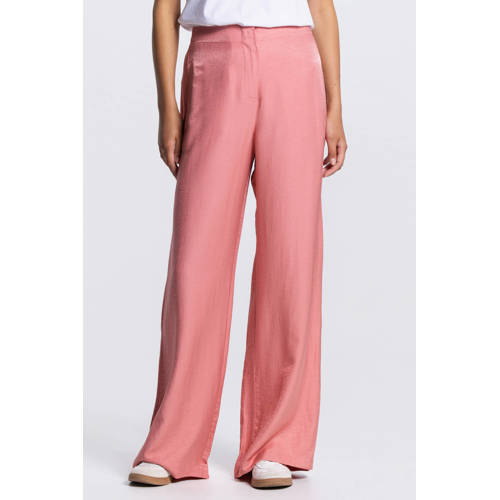 JANSEN Amsterdam wide leg high waist broek oudroze afbeelding