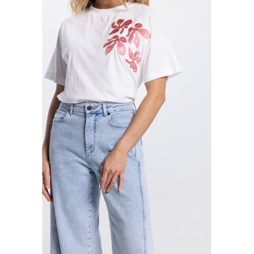 JANSEN Amsterdam gebloemde T-shirt ecru afbeelding
