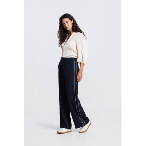 JANSEN Amsterdam wide leg high waist pantalon donkerblauw afbeelding