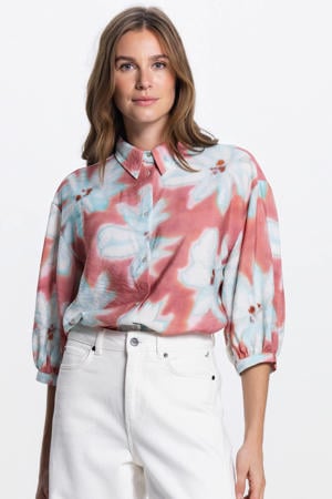 gebloemde blouse oudroze
