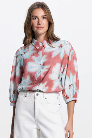gebloemde blouse oudroze
