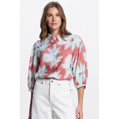 JANSEN Amsterdam gebloemde blouse oudroze afbeelding