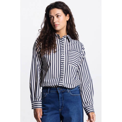 JANSEN Amsterdam gestreepte blouse donkerblauw afbeelding