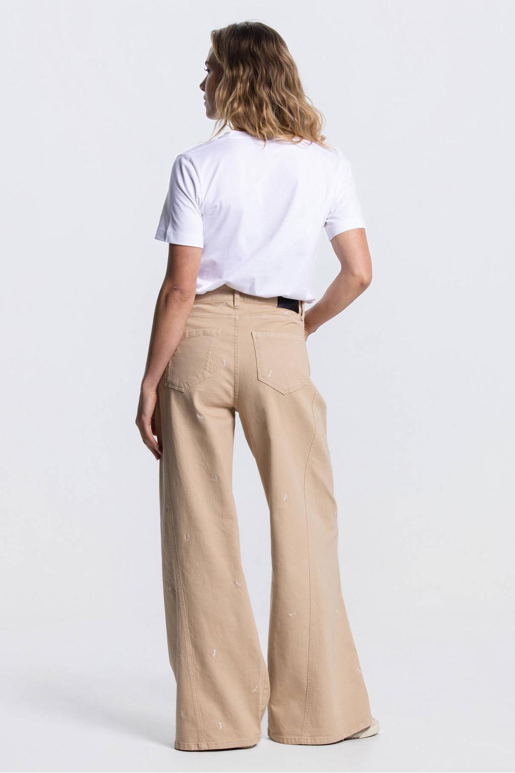 JANSEN Amsterdam high waist wide leg jeans zand