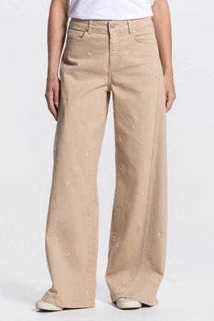 high waist wide leg jeans zand