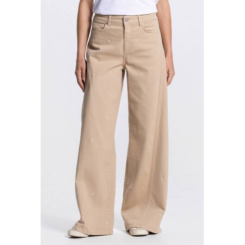 JANSEN Amsterdam high waist wide leg jeans zand afbeelding