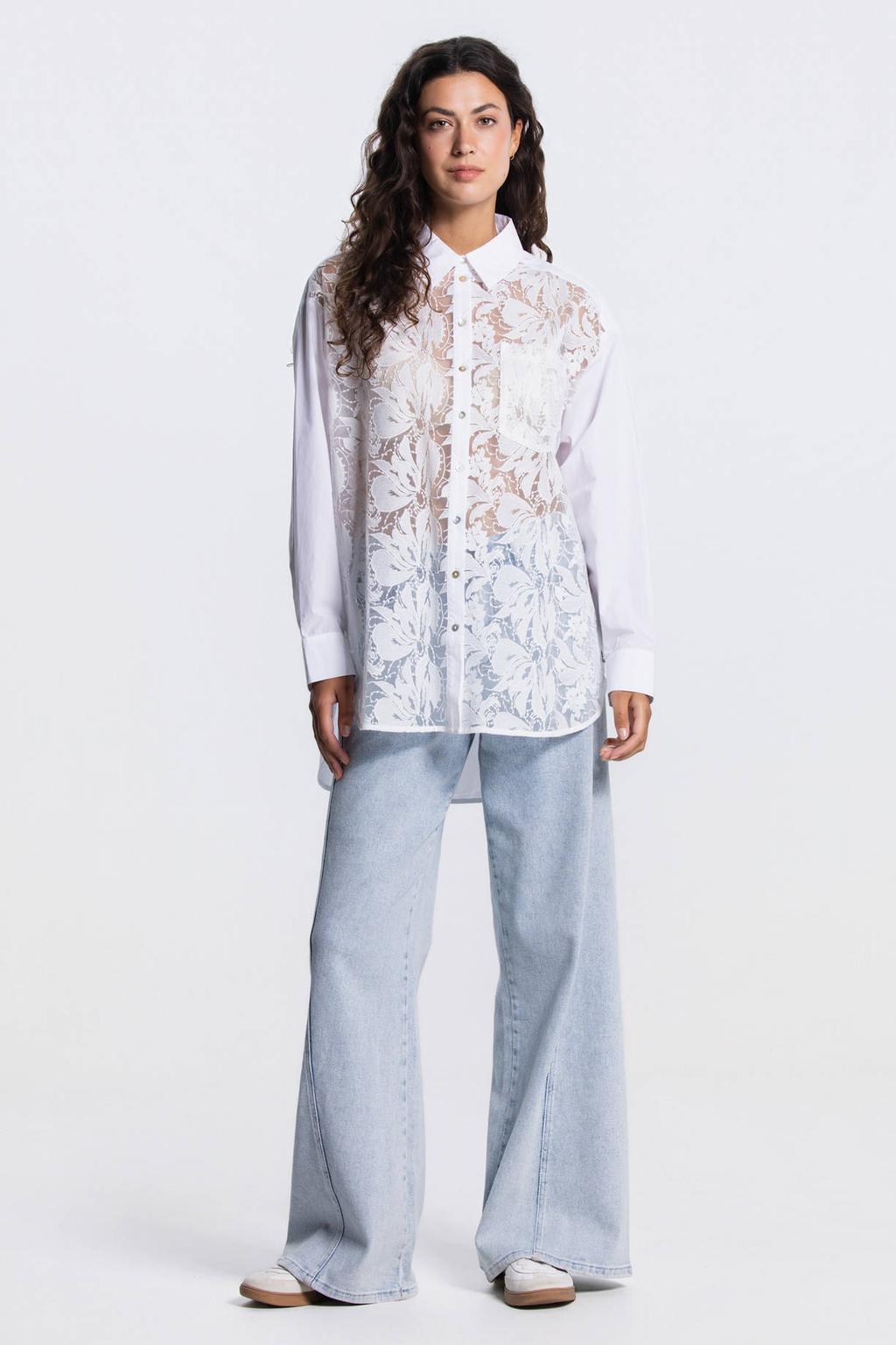 JANSEN Amsterdam gebloemde blouse ecru