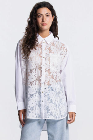 gebloemde blouse ecru