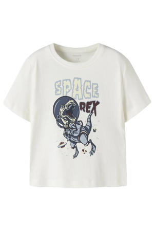 T-shirt wit/blauw