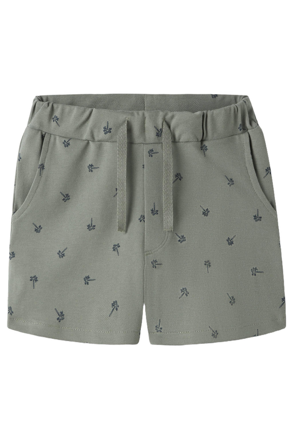 Grijsgroene jongens NAME IT MINI regular casual short groen met elastische tailleband met koord