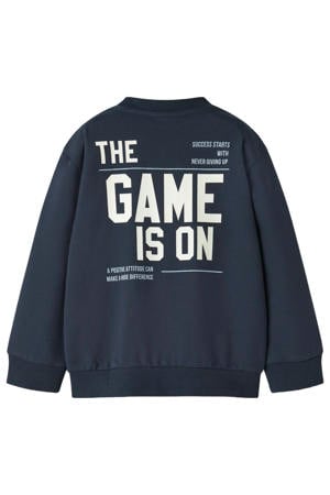 sweatvest met backprint donkerblauw