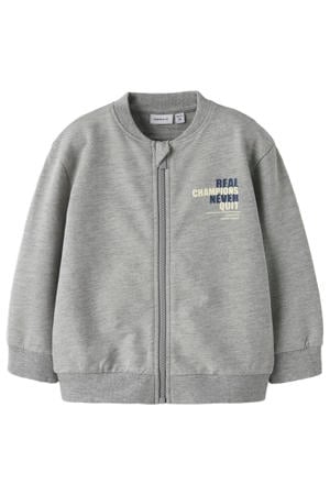 sweatvest met backprint grijs melange