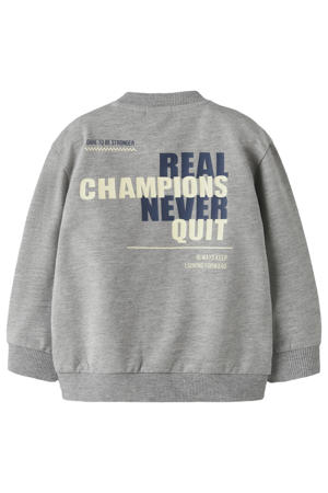 sweatvest met backprint grijs melange