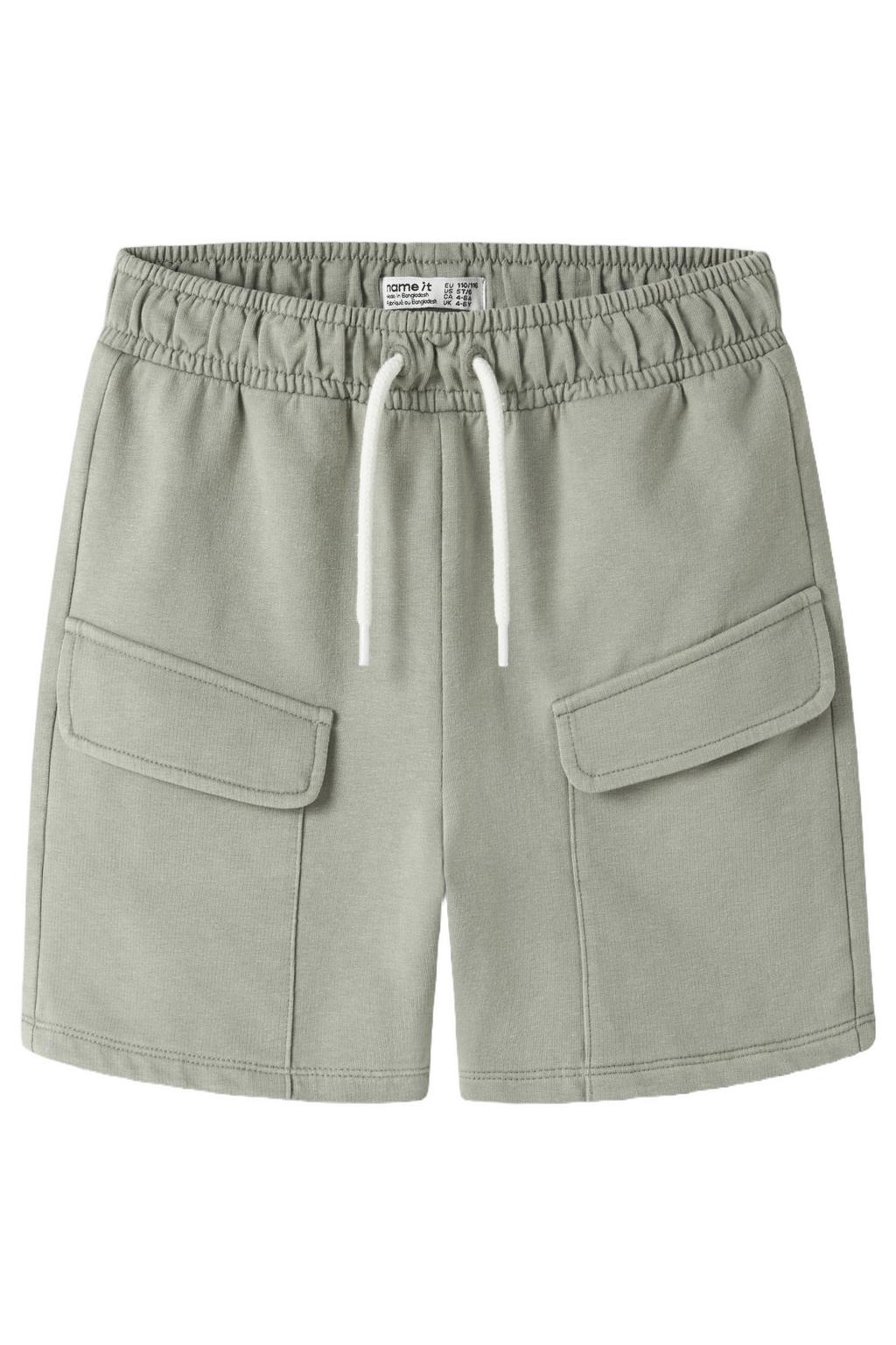 Grijze jongens NAME IT MINI regular sweatshort van stretchkatoen met elastische tailleband met koord en effen
