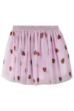 korte tule rok met aardbeien roze