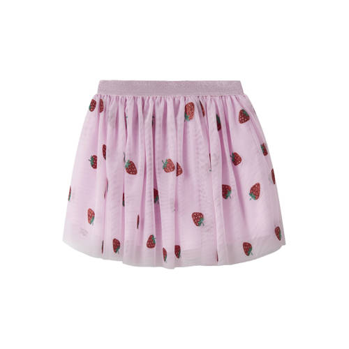 NAME IT MINI korte tule rok met aardbeien roze afbeelding
