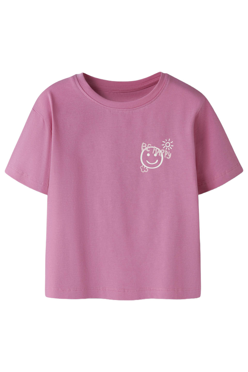 Roze meisjes NAME IT MINI T-shirt van stretchkatoen met backprint, korte mouwen en ronde hals