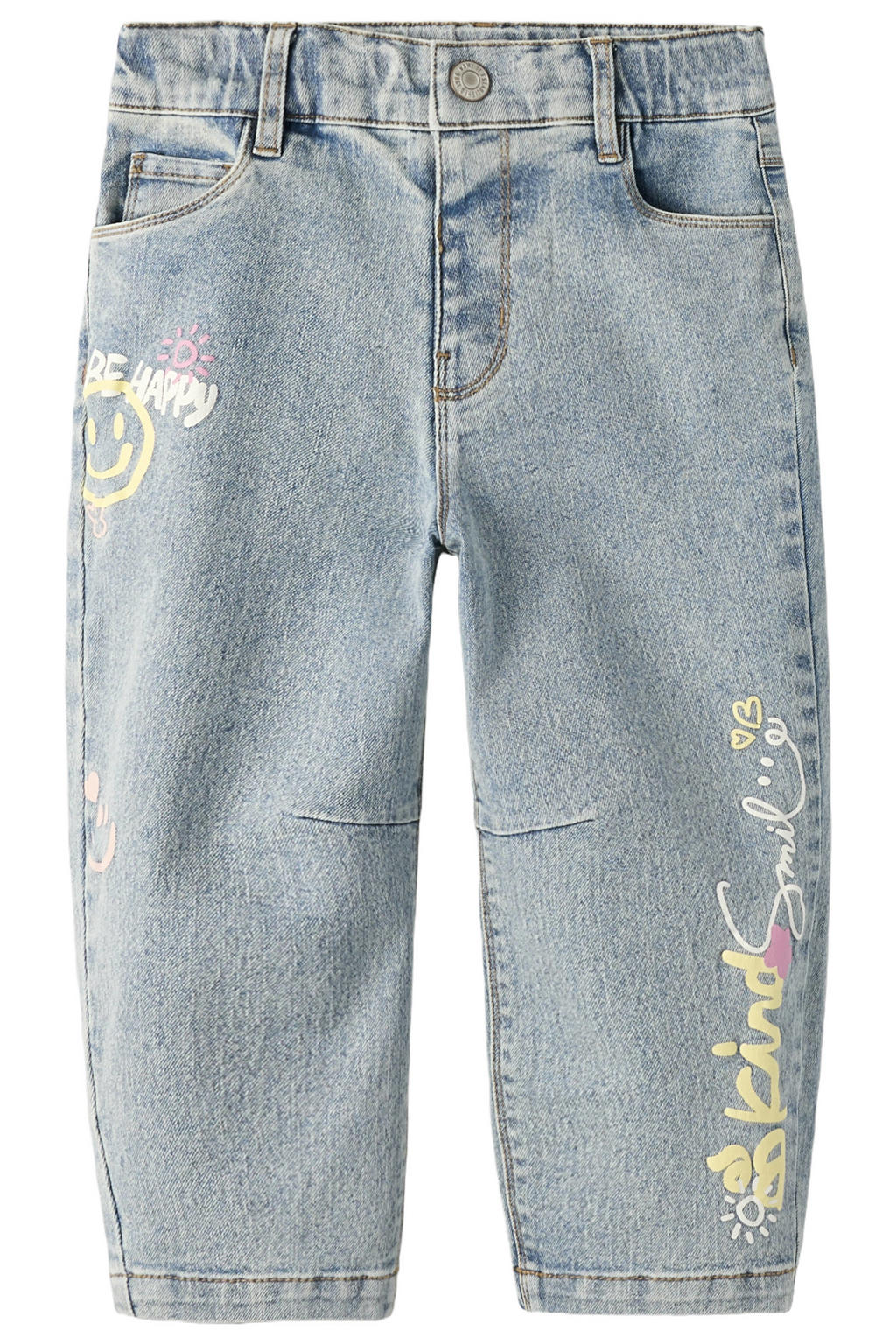 Light blue denim meisjes NAME IT MINI baggy jeans van stretchdenim met regular waist en drukknoopsluiting