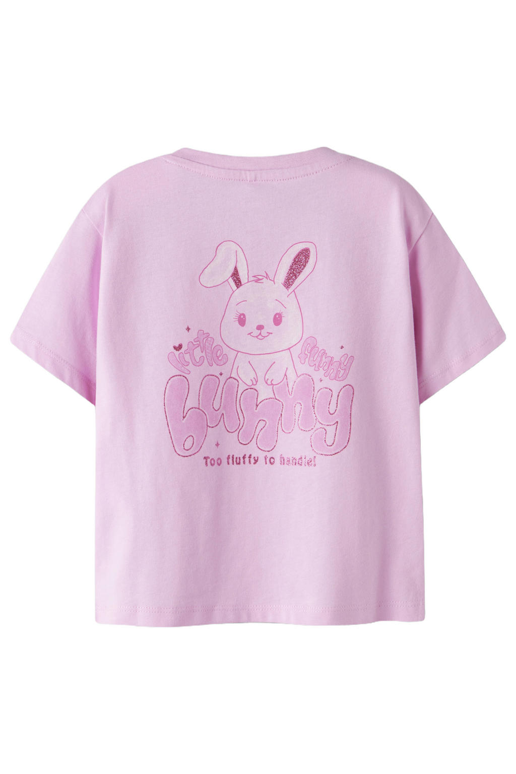 Roze meisjes NAME IT MINI T-shirt van katoen met backprint, korte mouwen en ronde hals