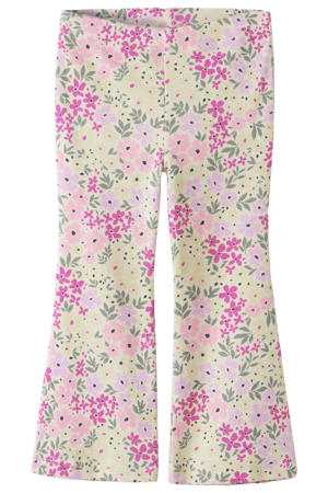 gebloemde flared broek beige
