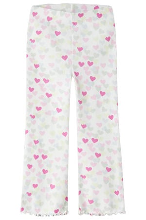 flared legging met hartjes wit/multicolor