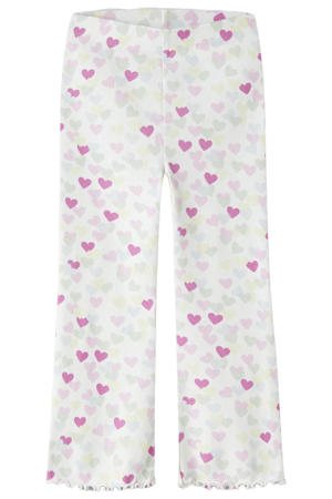 flared legging met hartjes wit/multicolor