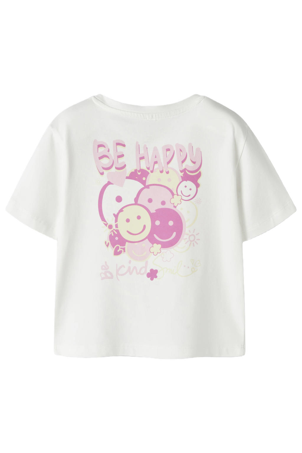 Witte meisjes NAME IT MINI T-shirt van stretchkatoen met backprint, korte mouwen en ronde hals
