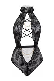 thumbnail: Christine le Duc kanten body Blace met open kruis zwart