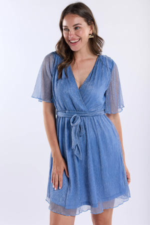 korte jurk met lurex blauw