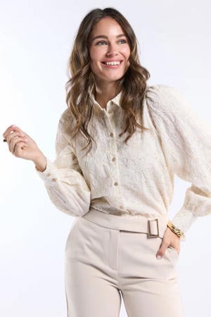 gebloemde blouse ecru