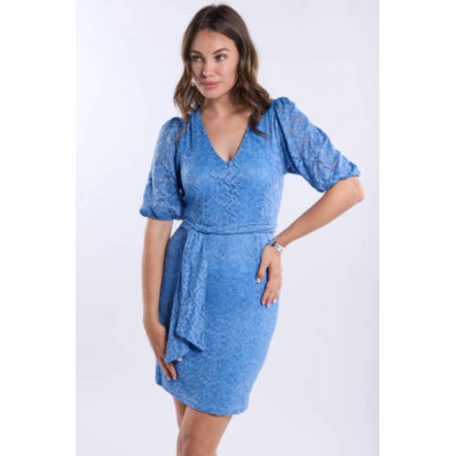 Freebird gebloemde korte jurk blauw afbeelding