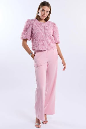 high waist flared broek lichtroze