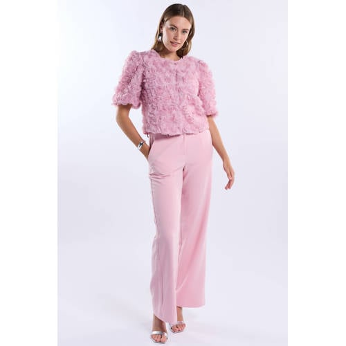 Freebird high waist flared broek lichtroze afbeelding