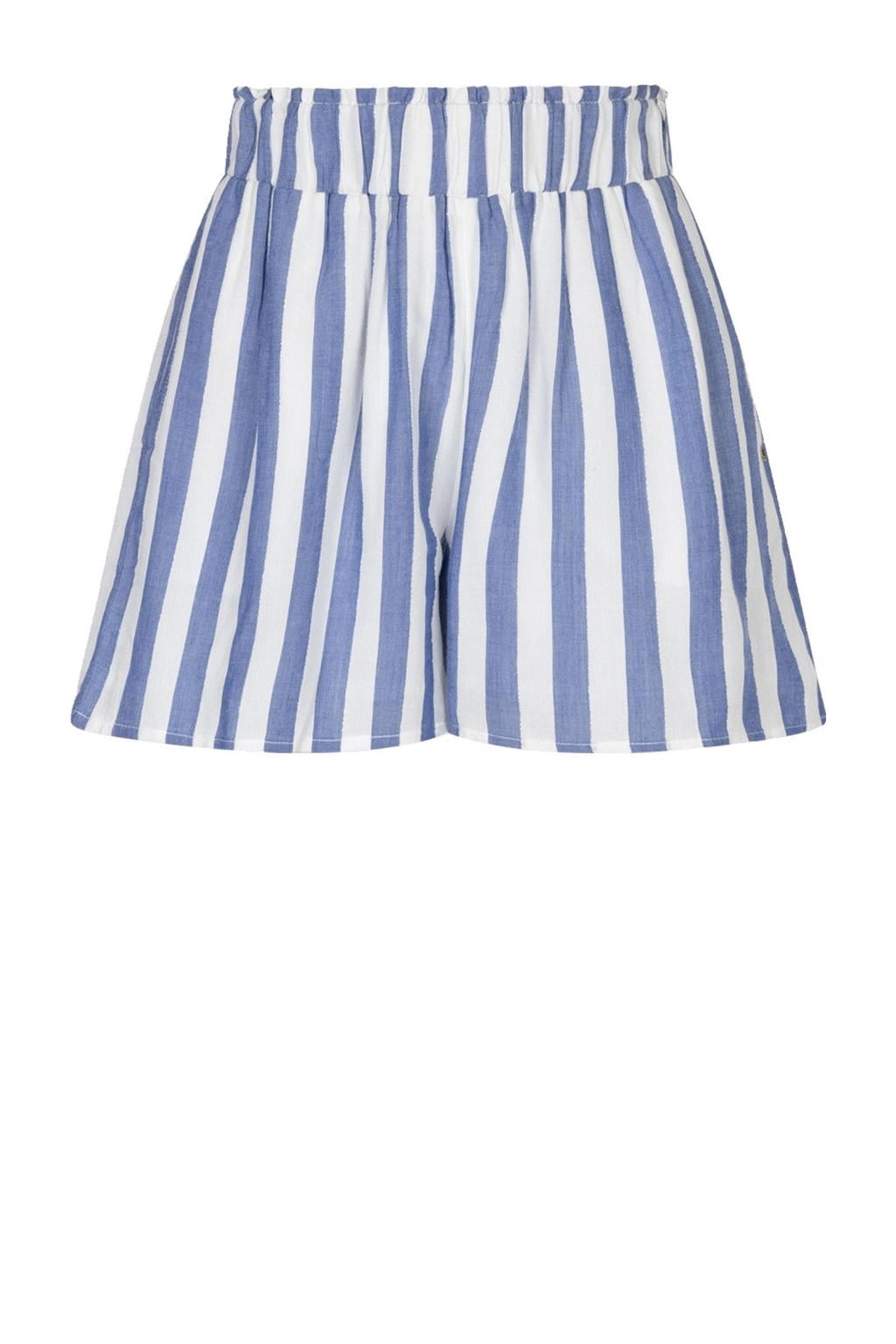 Blauw en witte dames IBANA regular waist gestreepte casual short van katoen met loose fit en elastische tailleband