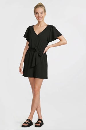 crinkle playsuit met ceintuur zwart