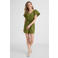Anytime crinkle playsuit met ceintuur olijfgroen