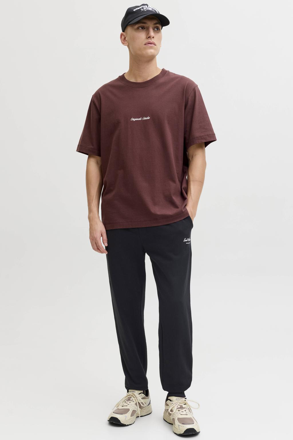 JACK & JONES PANTS STUDIO JPSTGORDON regular joggingbroek zwart