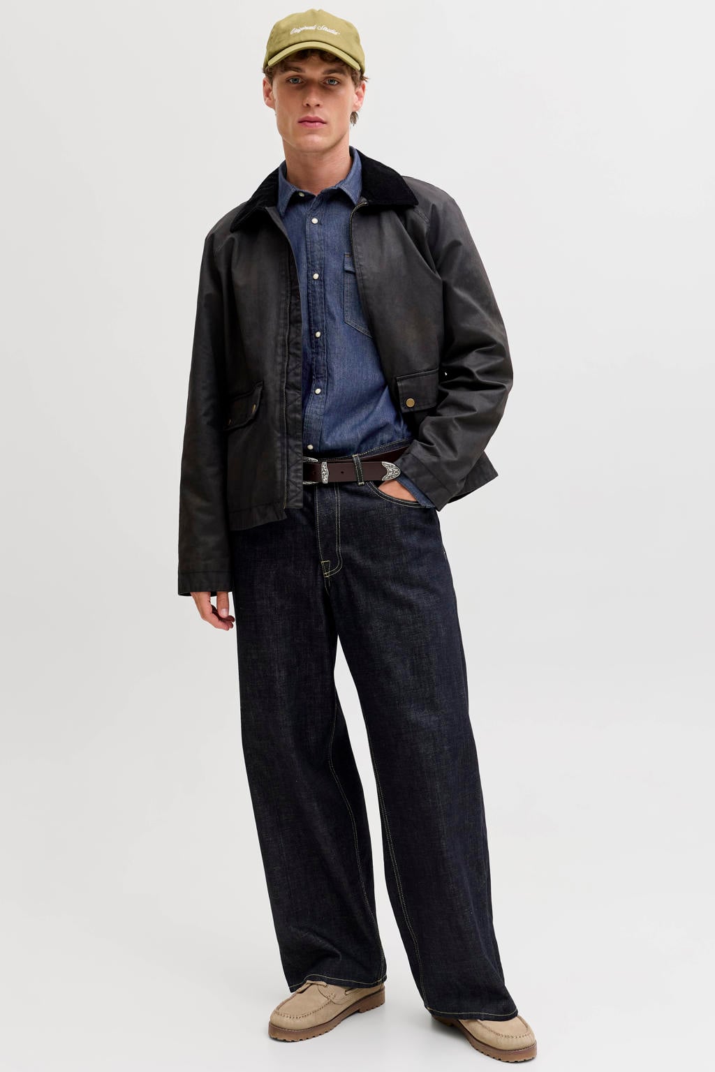 JACK & JONES ESSENTIALS regular casual overhemd dark blue denim