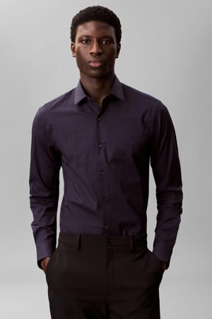slim zakelijk overhemd donkerblauw
