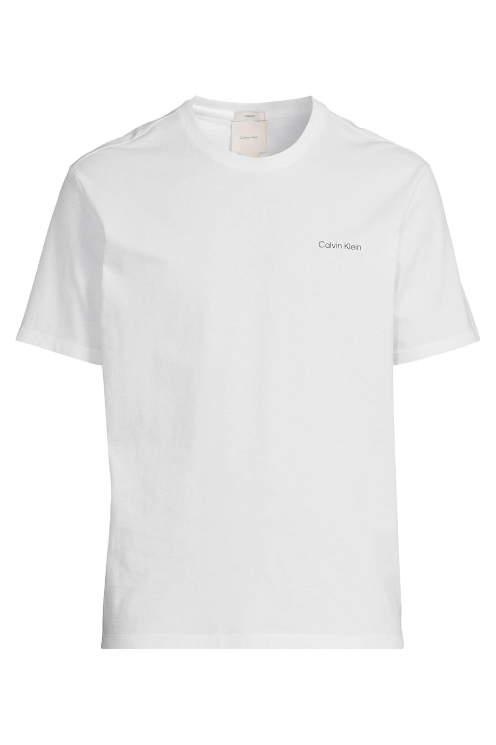 Witte heren Calvin Klein regular T-shirt van katoen met logo dessin, korte mouwen en ronde hals