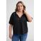 GREAT LOOKS crinkle top met strikkraag zwart