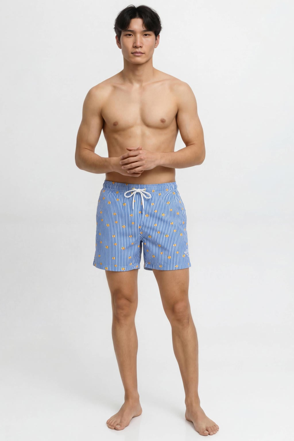 JACK & JONES PANTS STUDIO gestreepte zwemshort - blauw/wit