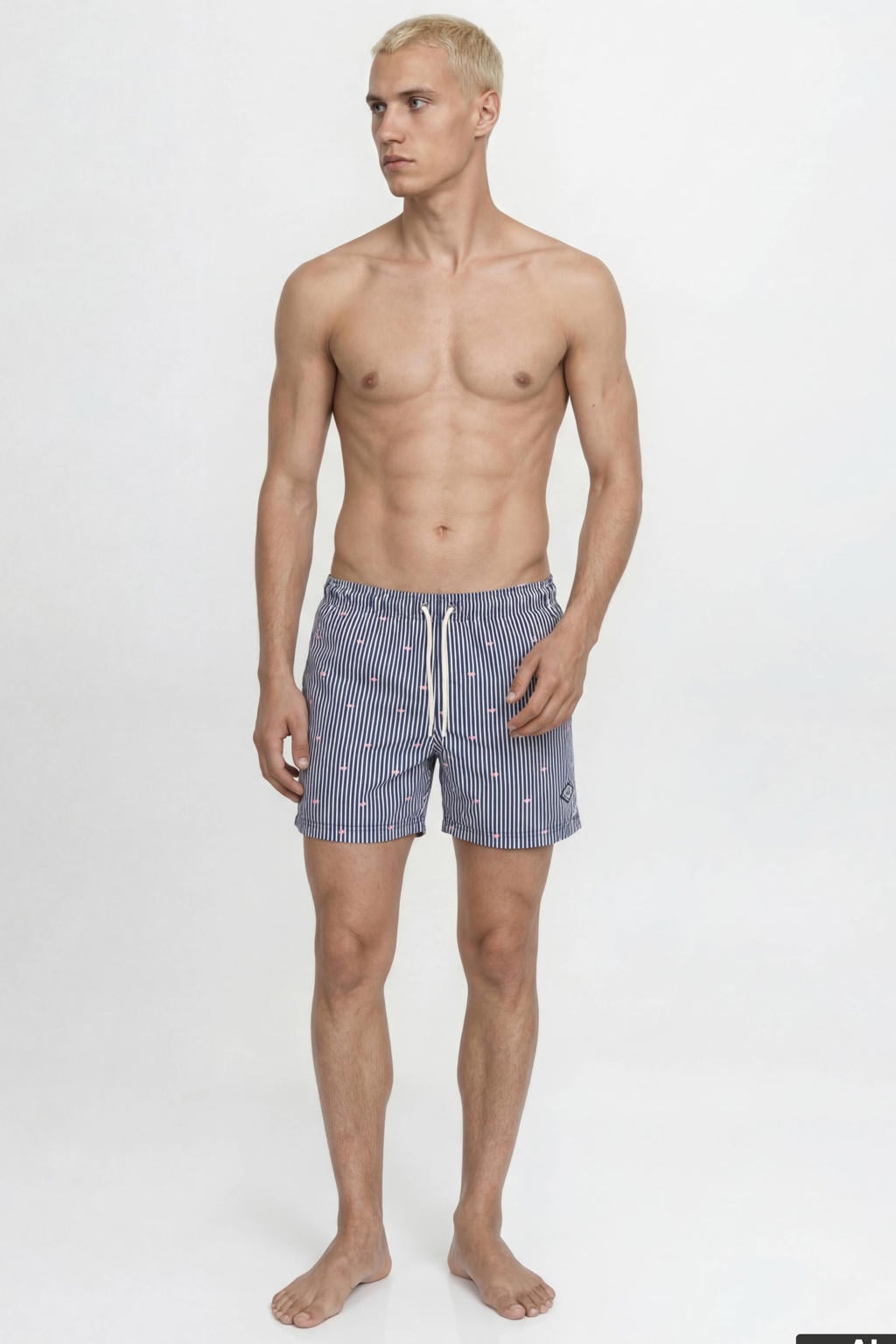 JACK & JONES PANTS STUDIO gestreepte zwemshort - donkerblauw/wit