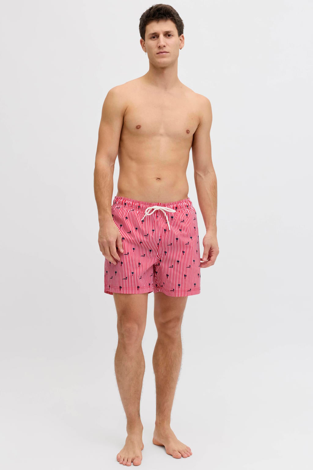 JACK & JONES PANTS STUDIO gestreepte zwemshort - rood/wit