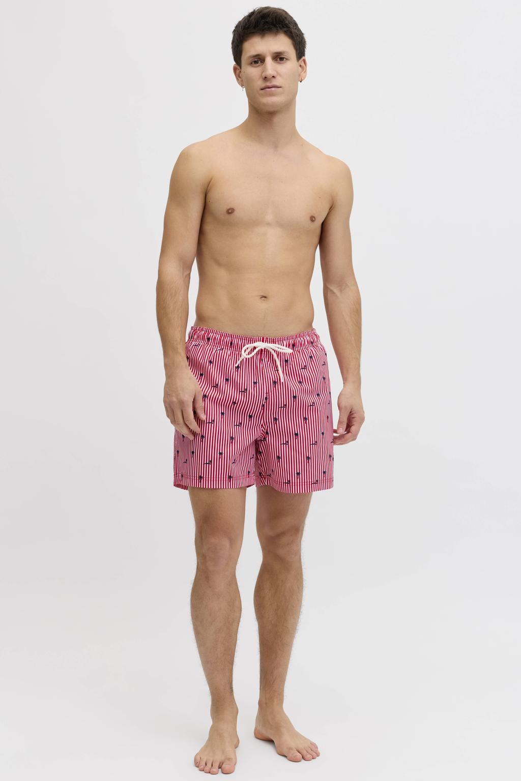 JACK & JONES PANTS STUDIO zwemshort JPSTMAUI BREEZE rood/wit