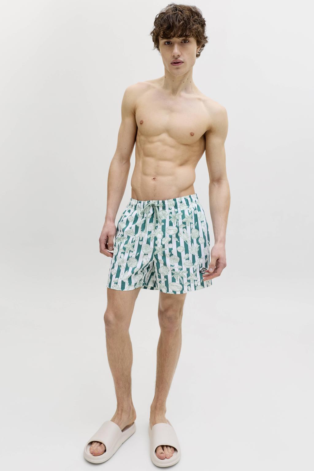 JACK & JONES PANTS STUDIO zwemshort JPSTMAUI groen/wit