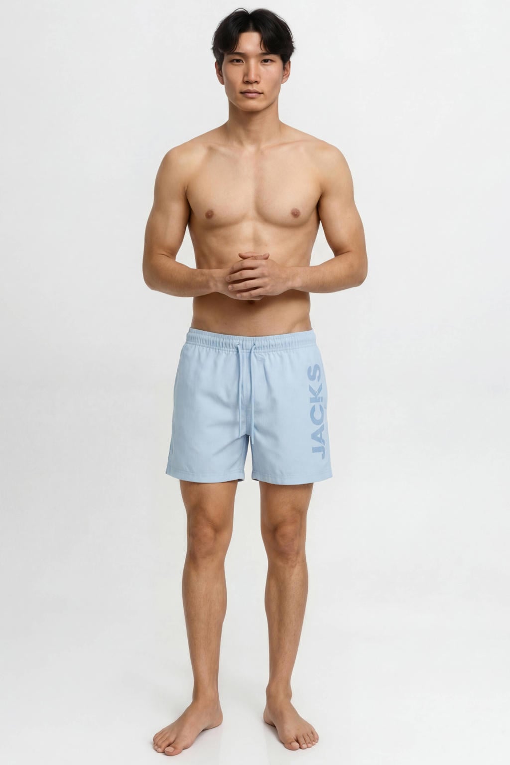 JACK & JONES PANTS STUDIO zwemshort JPSTMAUI WAVE met logo lichtblauw