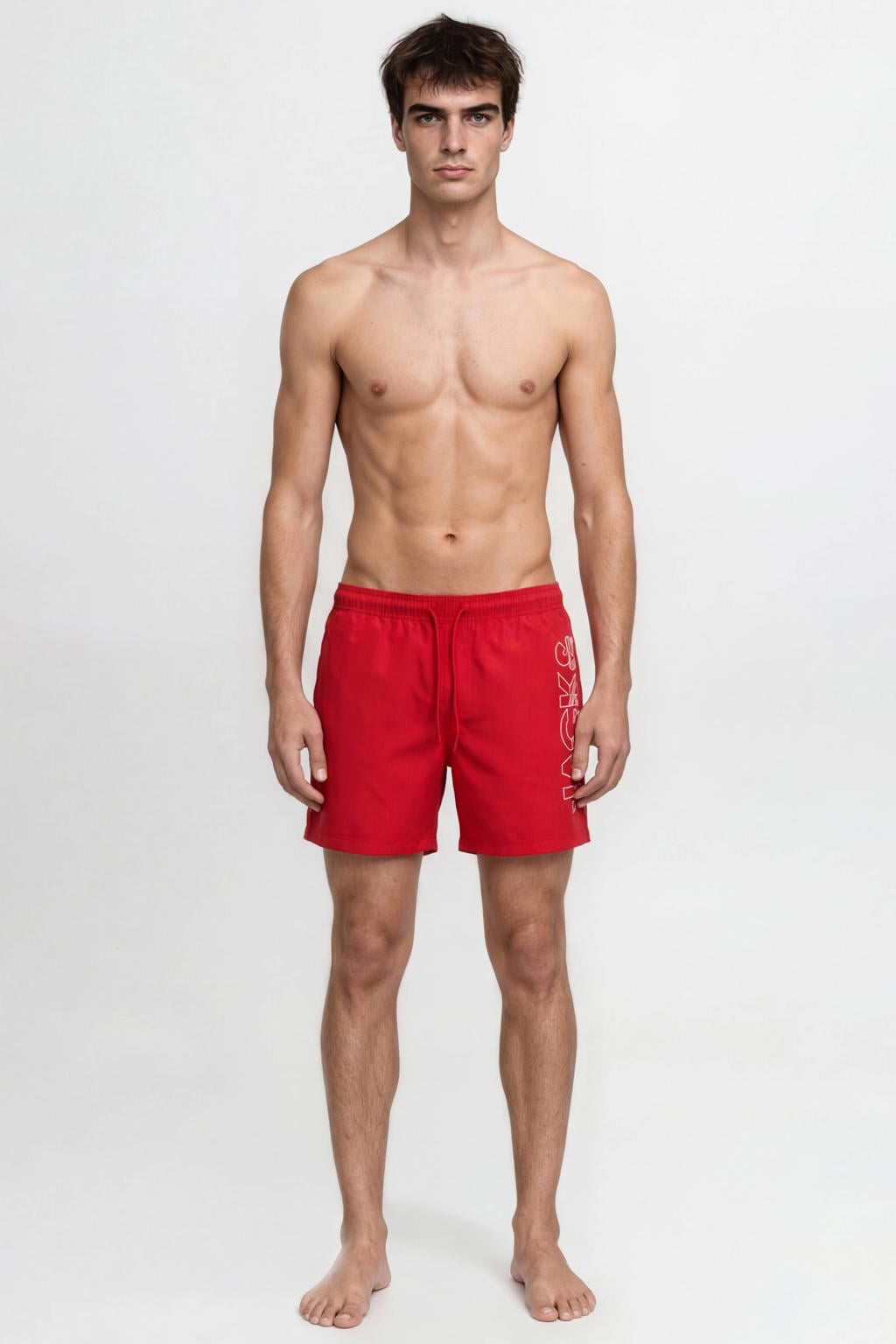 JACK & JONES PANTS STUDIO zwemshort JPSTMAUI WAVE met logo rood