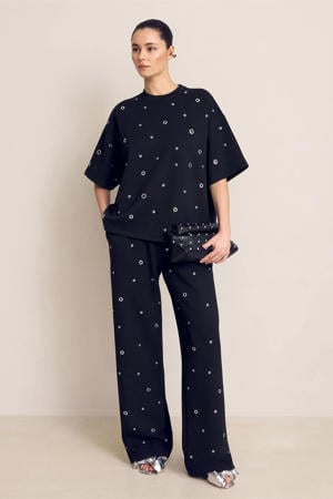 straight regular waist casual broek zwart