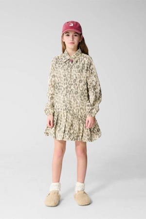 korte jurk met panterprint bruin